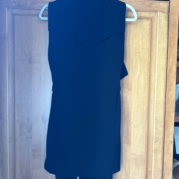 Zara Basics Black Tie Belted Vest Medium Lined - Picture 4 of 5